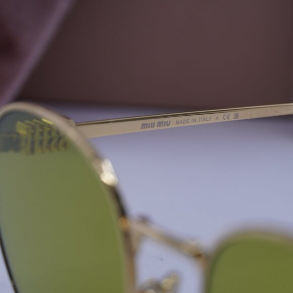 Miu Miu MU55ZS 5AK07O Round Sunglasses – Gold - Picture 7 of 9